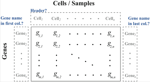 Example plain-text matrix layout accepted by ASAP